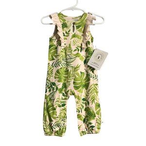 NWT Burt's Bees Baby Organic Cotton Jungle Leaves Jumpsuit | 0 - 3 M